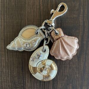 Coach Silver and Gold Seashell Keychain